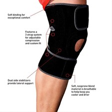 Adjustable Knee Brace Size Small Adult To Large Youth, Black With Blue Trim
