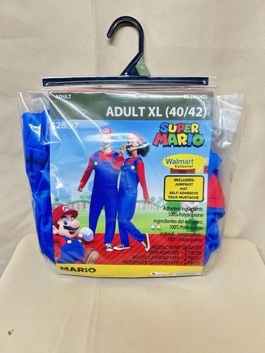 Disguise Super Mario Bros Mario Adult XL 40/42 Costume Walmart Exclusive NEW