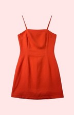 Red Orange Spaghetti Strap Mini Dress Smocked Back S/M