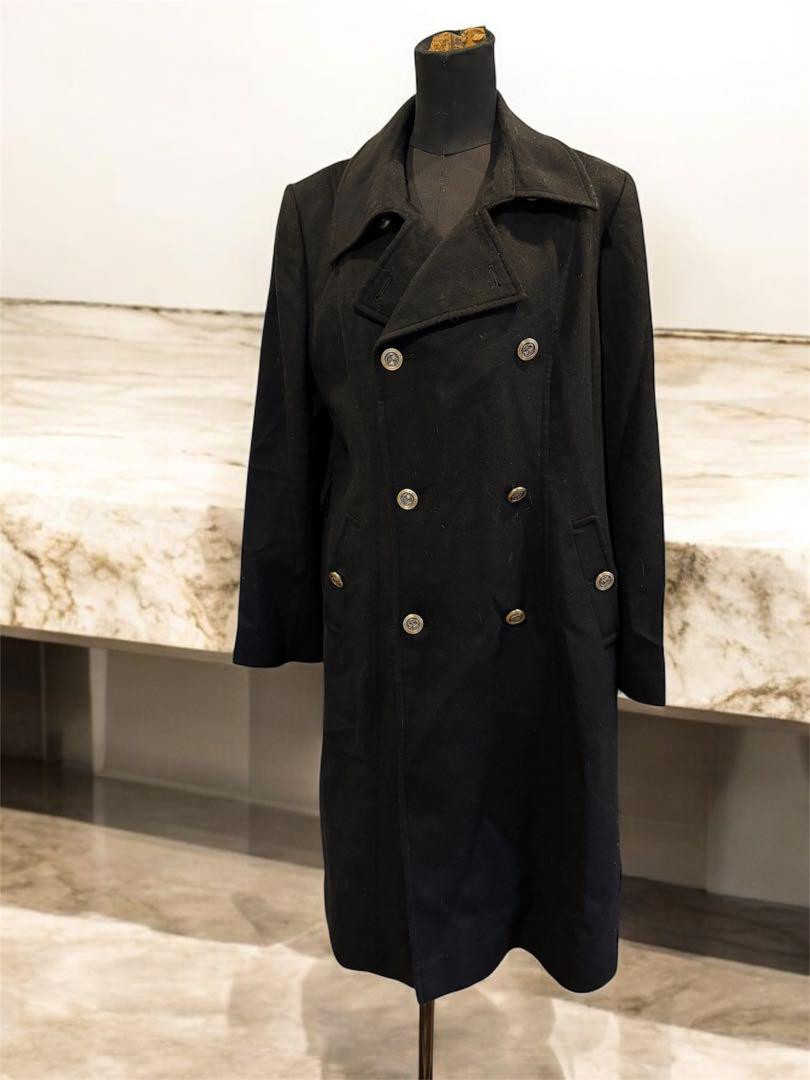 ジャケット・アウター vintage cashmere double long coat Cashmere 100 Black Double Breasted Long Chester Coat size 15