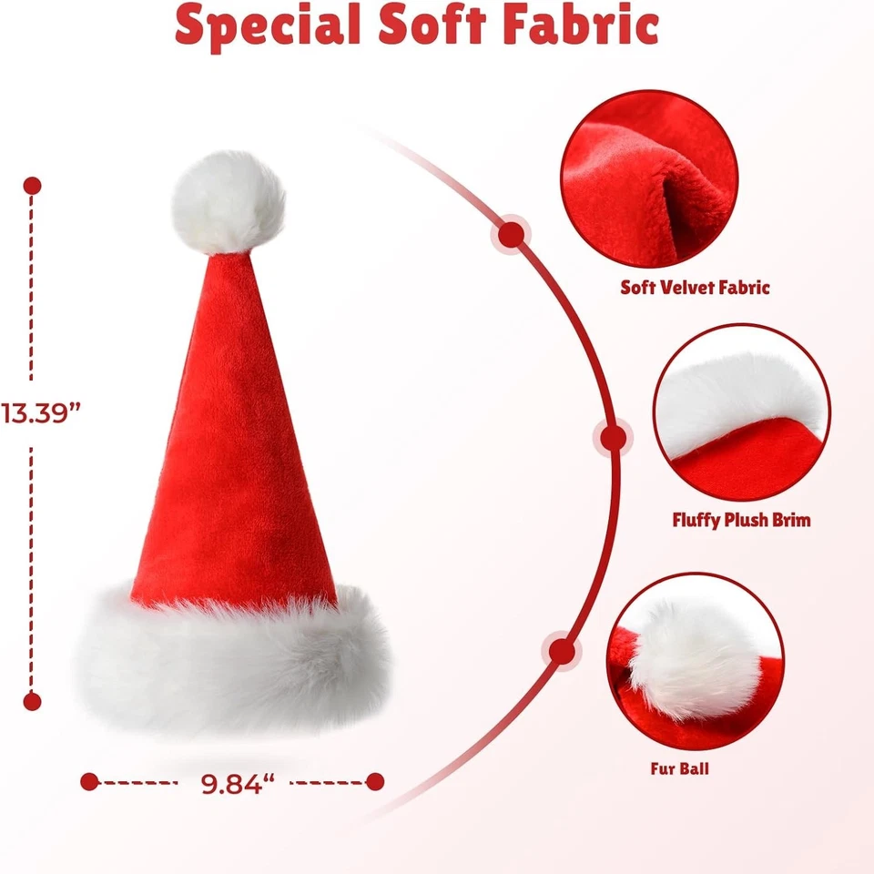 Chapéu de Natal Baby Santa Hat, unissex veludo clássico chapéu de Papai Noel para Natal - Imagem 2 de 4
