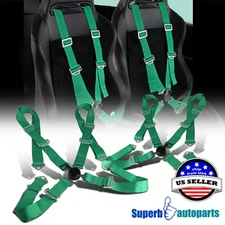 2PC Green 4 Point Camlock Racing Sealt Belt Safety Harness