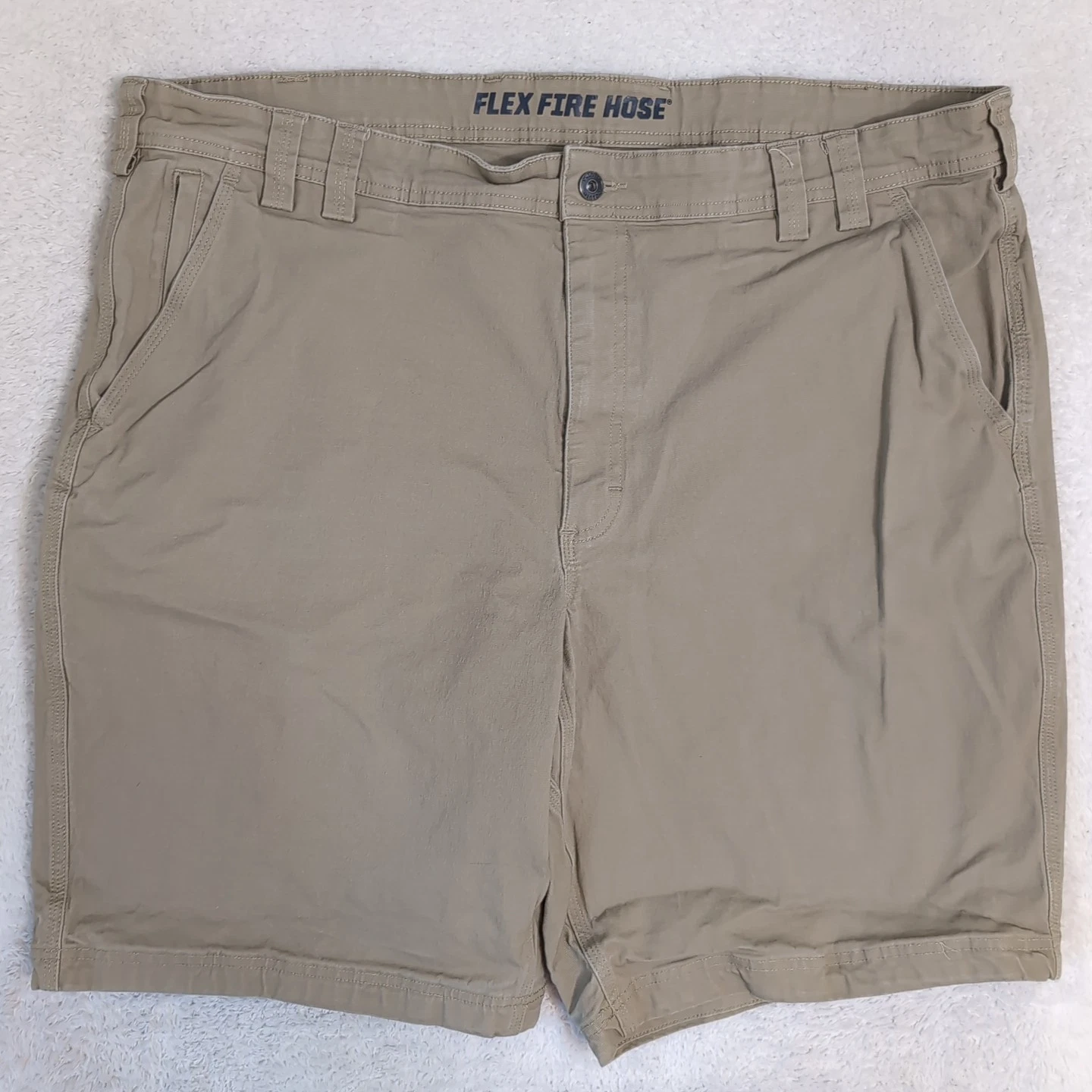 Duluth Trading Shorts Mens 44 Flex Fire Hose Beige 10" Ins Workwear Carpenter