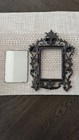 Victorian Style Ornate Black Metal Framed Freestanding Accent Mirror, “11 x 8” — photo 1