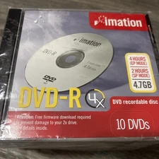 2003 Imation 4X DVD+R 4.7GB Recordable Disc With Case / Sealed 10 Pack