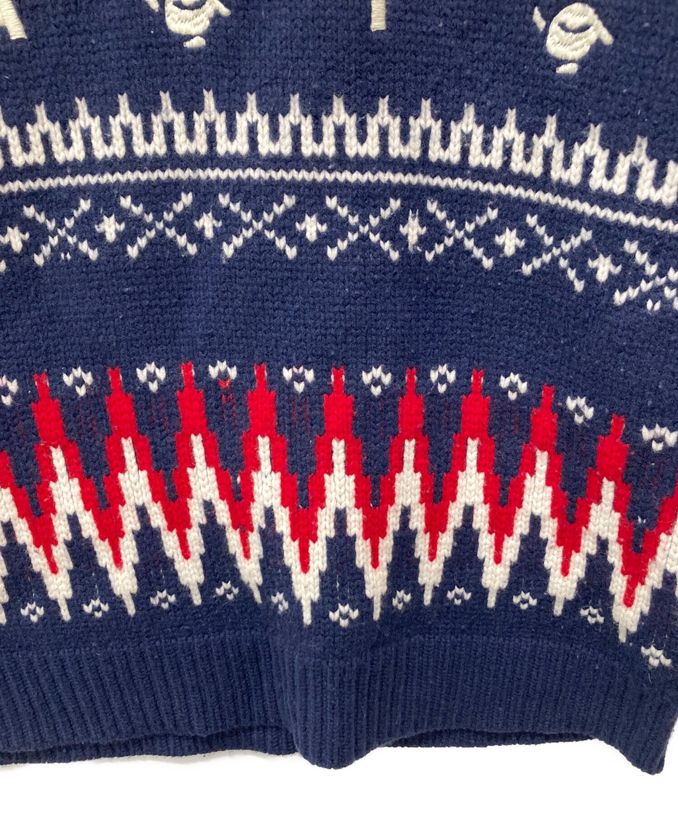 A BATHING APE Snowflake Knit Sweater Size: XL Navy Men thumbnail 4