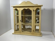 French Provincial Wall Mount Mirrored Curio Display Cabinet Glass Doors Etagere