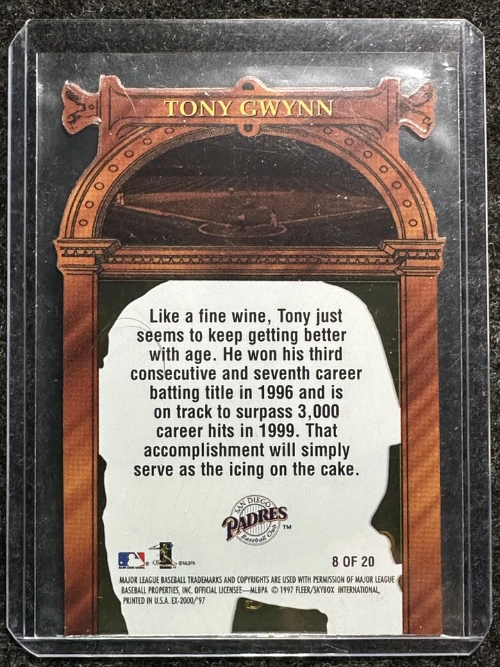 Tony Gwynn - 1997 EX 2000 - #8 of 20 - Hall or Nothing - Die Cut - Copper - HOF - Image 2 of 3
