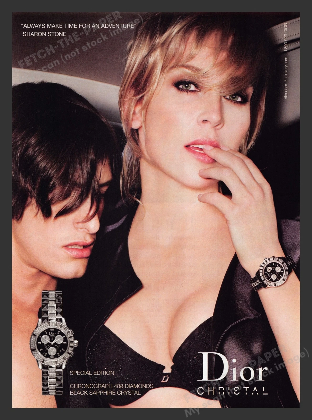 Montres Dior Christal Sharon Stone Actrice années 2000 impression publicitaire 2007