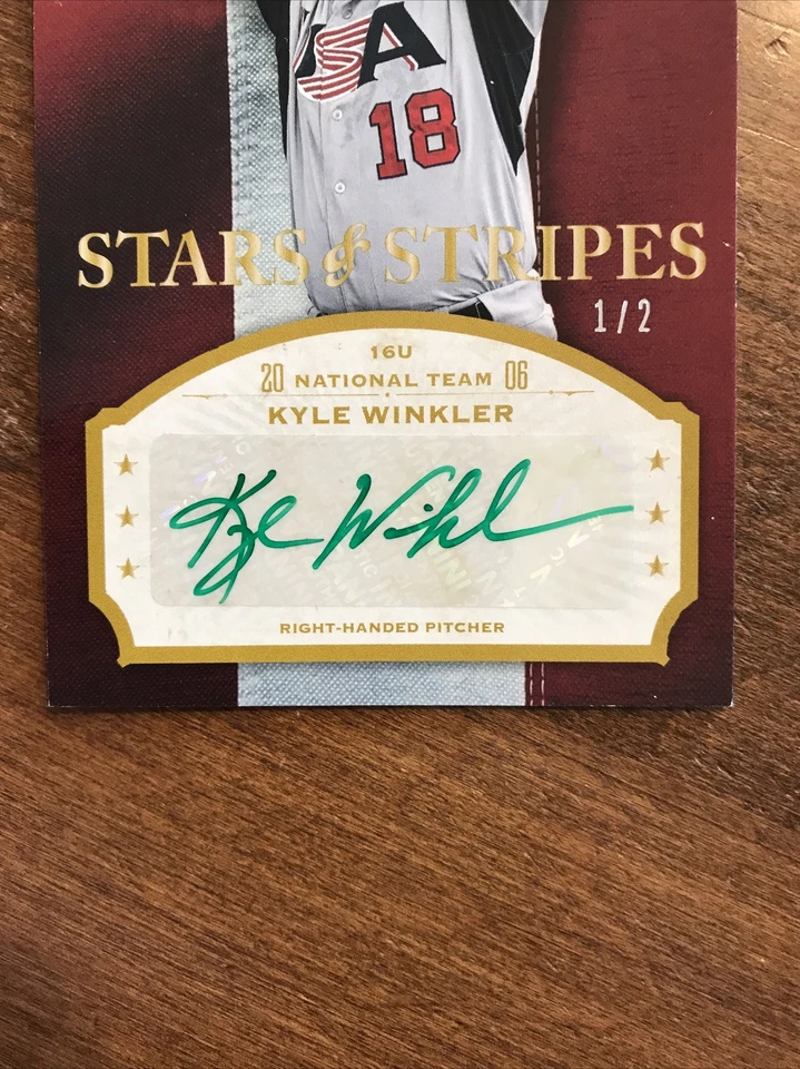 Kyle Winkler 2013 USA Baseball Stars Stripes Green Ink Auto TCU Diamondbacks 1/2 - Image 3 of 4