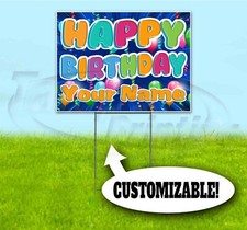 HAPPY BIRTHDAY CUSTOM NAME 18x24 Yard Sign WITH STAKE Corrugated Bandit PARTY