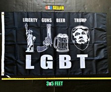 Donald Trump Flag *FREE FIRST CLASS SHIP!* LGBT Guns Beer USA Poster Sign 3x5'