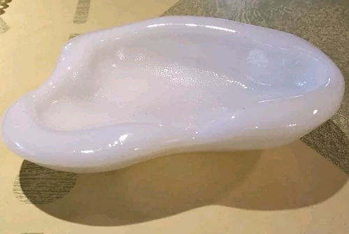 Federal White Milk Glass Bowl Ashtray Trinket Dish Freeform Mid-century Modern
