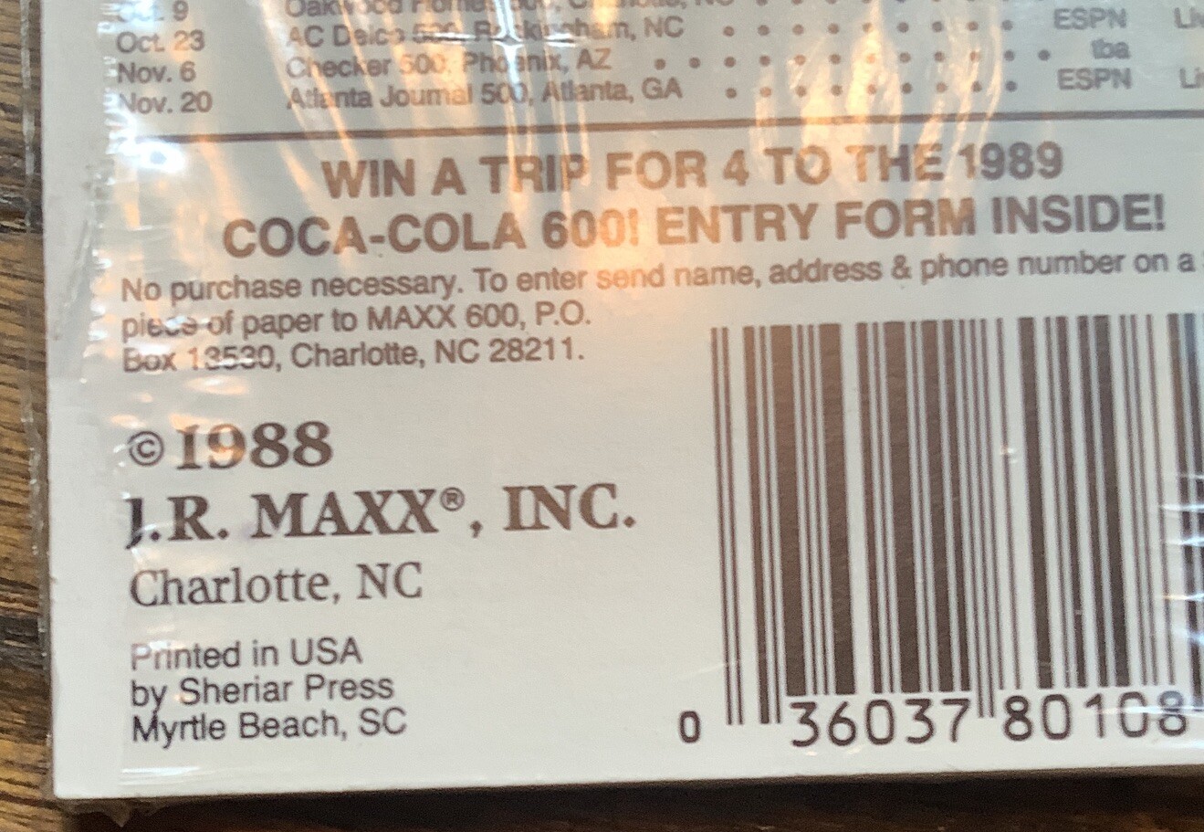 MYRTLE BEACH PRINT MAXX RACE CARDS 1988 Hobby Box 44 Packs Sealed Very