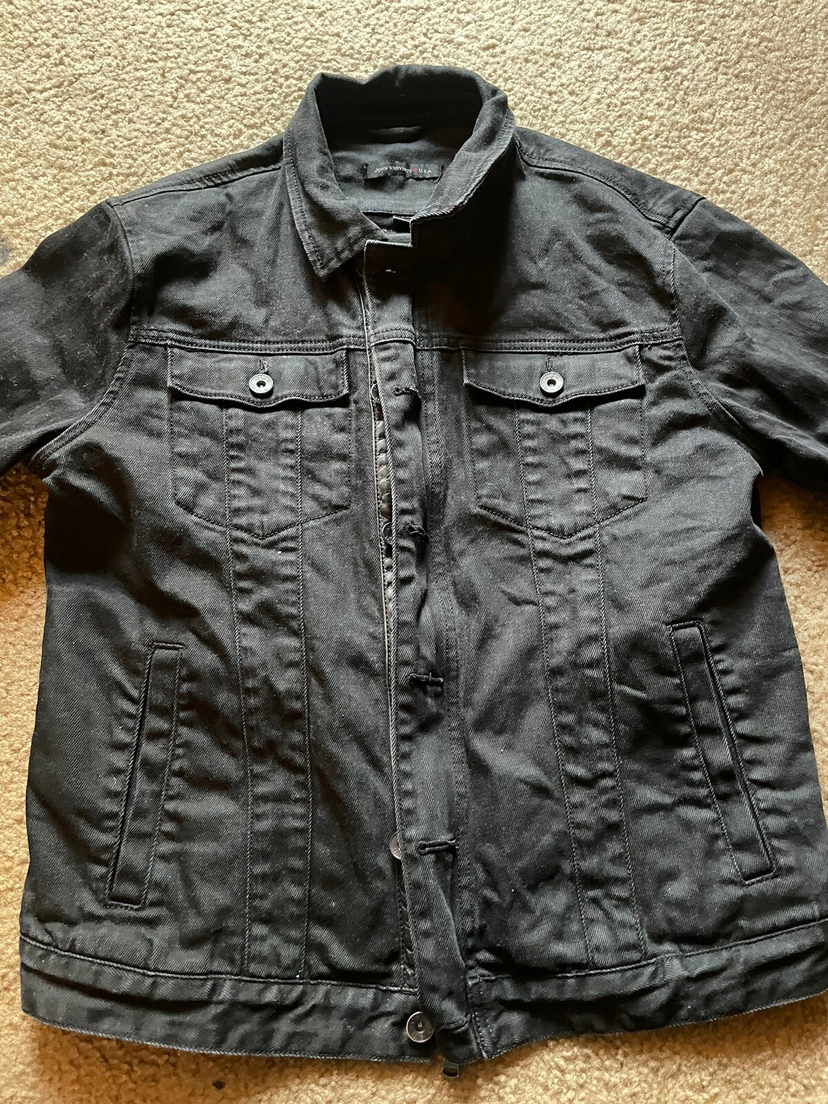 John Varvatos Jeans Jacket Men’s Black Trucker Denim Size Large eBay