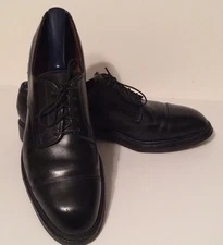 ALLEN EDMONDS Fairgate Men's 9.5B Black Leather Cap Toe Derby Dress Shoes Narrow