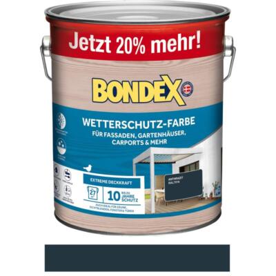 BONDEX Wetterschutz-Farbe Anthrazit (RAL 7016) 3 L - Witterungs-/UV-Beständig