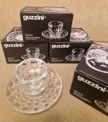 NEU Guzzini Espresso Tasse & Untertasse Venice Bubble Glas Italy Design 