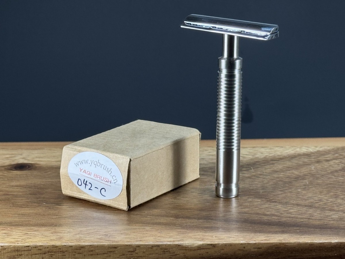 Yaqi tile 316 ステンレス ハンドル 替刃5種付き 両刃カミソリ Yaqi 316 Stainless Steel Handle Safety Razor for Feather