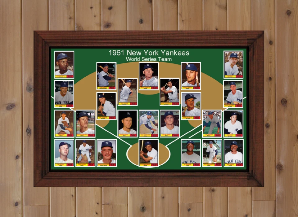 1961 NEW YORK YANKEES Baseball Card Complete Set POSTER Wall Art Man Cave Decor - Image 2 of 2