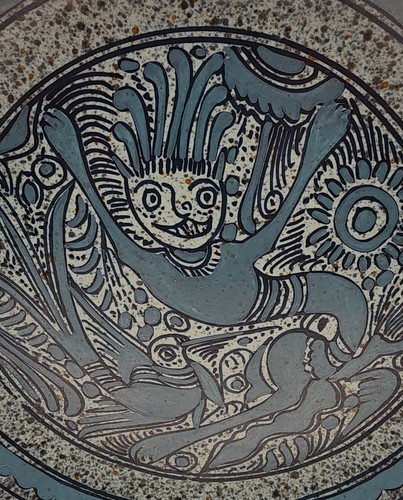 Taxco Folk Art Pottery Felix Tissot MCM Fantasia Blue Mexican Plate 8.5" - Picture 3 of 6