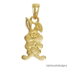 New 14k Gold Bunny Rabbit Pendant