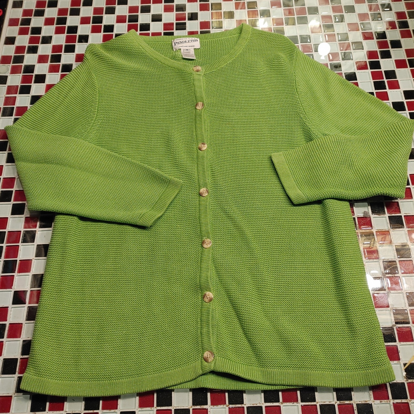 Pendleton Womens Green Button Up THICK BLOUSE Tex… - image 1