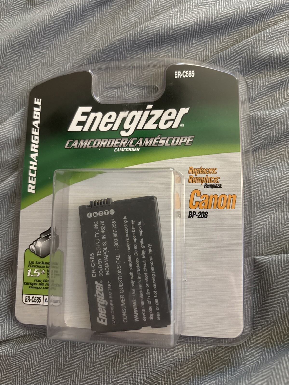 Energizer Camcorder Rechargeable Lithium Battery ER-C585  Fits Cannon BP-208-image