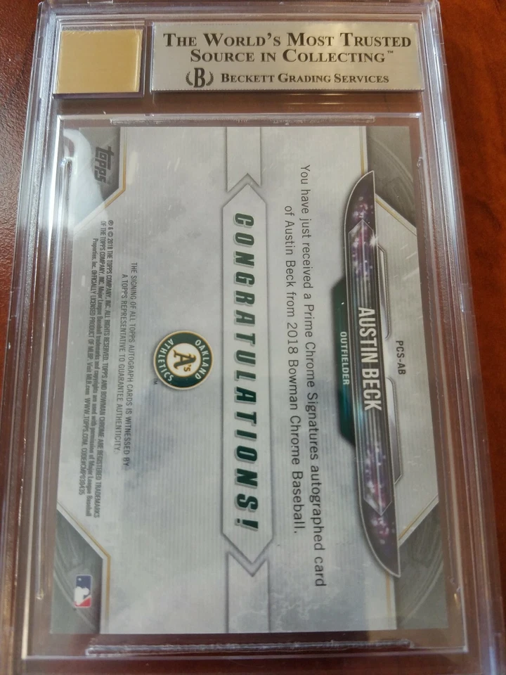 2018 Bowman Chrome Prime Signatures /50 Austin Beck #PCS-AB Auto BGS 9 MINT - Image 3 of 3