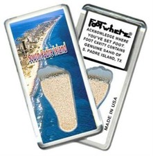 South Padre, TX FootWhere® Souvenir Fridge Magnet. Made in USA