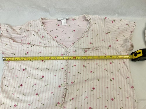 Vintage Oscar de la Renta Women's Pajama Short Set-M Pink Mini Floral Cotton - 第 13/14 張圖片