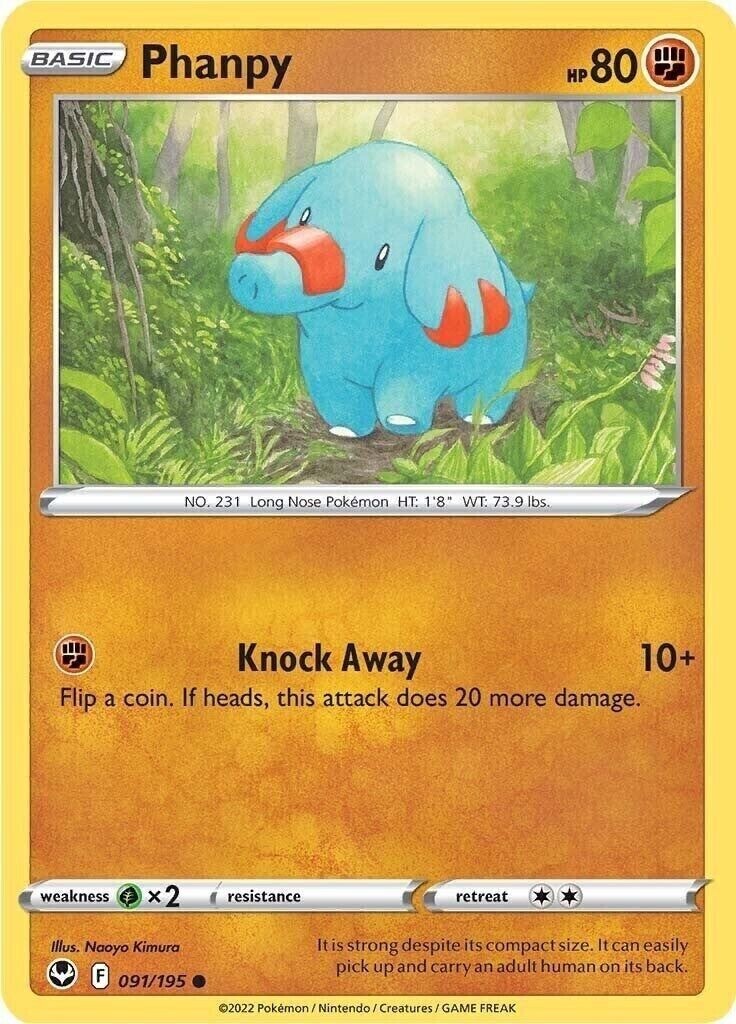 Pokemon - Phanpy 091/195 - Silver Tempest - NM/M