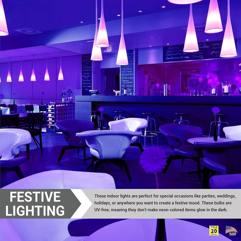 6 Pack 75A A19 Black Light Bulbs, 75W Filament Ceramic Black Bulb, E26, 120V - Image 4 of 4