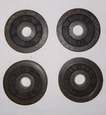 (4) Bilanciere vintage Legacy 2,5 libbre peso standard piastre ghisa 10 libbre totale