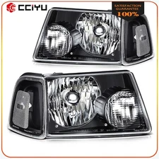Headlights Assembly For 2001-2011 Ford Ranger XL XLT Black Housing Left+Right