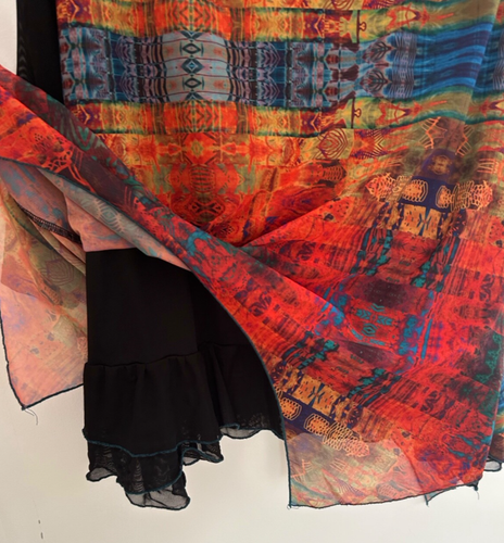 Joe Browns Tunic Top Women's Black Jersey & Patterned Chiffon Dipped Hem UK 16 - Picture 6 of 11
