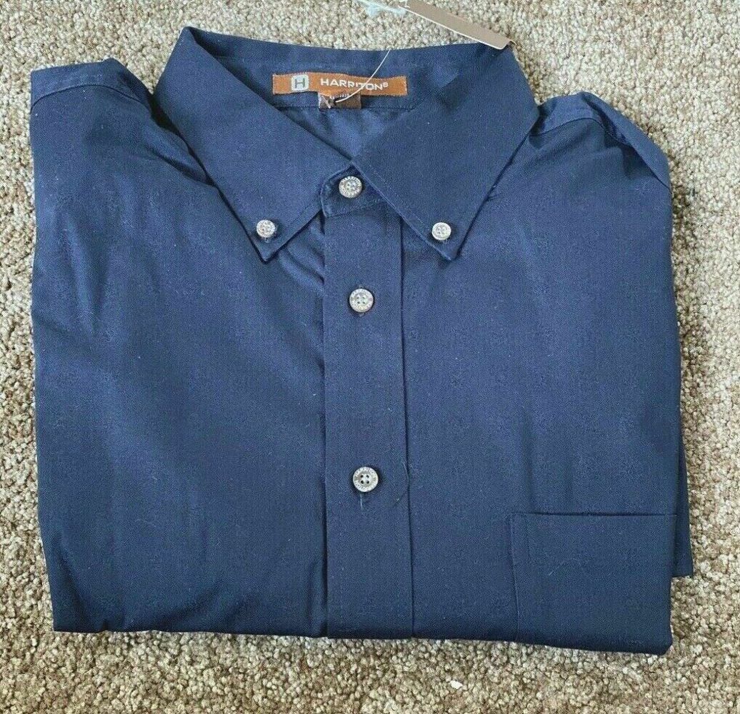Harritton Men's HART-M500 Dress Shirt – Navy, 5XL Big & Tall, Wrinkle & Stain Resistant