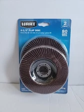 Hart (2-pack) 4-1/2" Flap Disc 80 Grit Medium Blending/Finishing for Wood/Metal