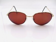 Vintage Rem Florentina Brown Gold Metal Oval Sunglasses Italy FRAMES ONLY