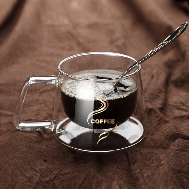 Glass Coffee Mugs Espresso Cups Clear Double Walled Drinking Mug