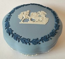 Wedgwood Jasperware Tri Colour Round Trinket Box Scalloped