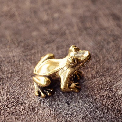 Retro Cute Frog Figurines Ornament Decorations Accessories Metal Brass Animal