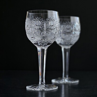 Bohemian Czech 7 oz (220 ml) Crystal Wine Glass Hand Cut Queen