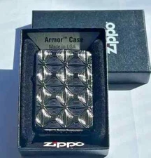 Genuine New 2018 ZIPPO Lighter Stunning FLORAL ARMOR® Polished Black Ice® Chrome
