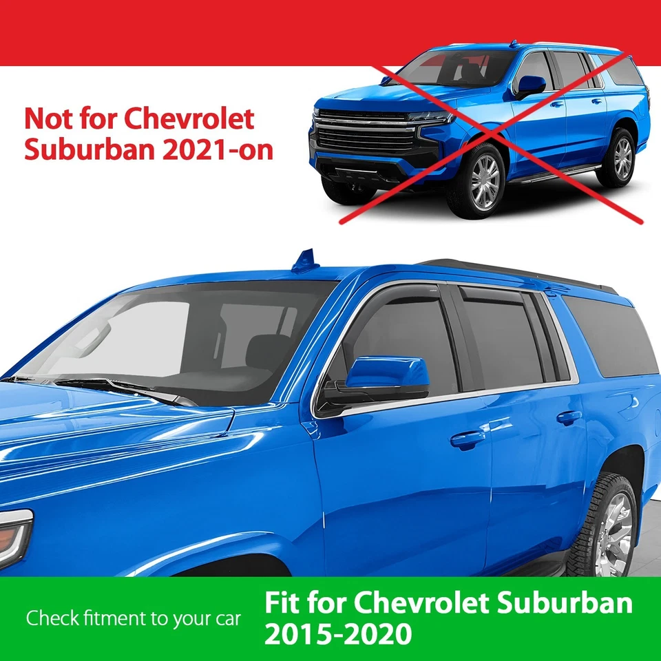 Guarda chuva viseiras de ventilação sombra para 2015-2020 Chevrolet (Chevy) Suburban - Imagem 3 de 4