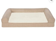 FurHaven Plush  Performance Linen Orthopedic Sofa Pet Bed for Dogs  Cats Large