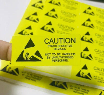 200x Yellow Caution Anti-Static Label Stickers for Electronic Sensitive ...