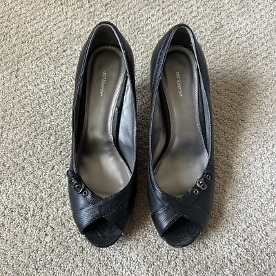 Croft and Barrow Womens Black Dress Shoe Chunk Pump Heel size 9.5