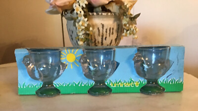Vintage Luminarc Coquetiers Poule Chicken Figure Egg Cup (s) New 3 Easter