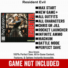 Resident Evil MAX START 100 Save PS1 Memory Card All Items Unlocked